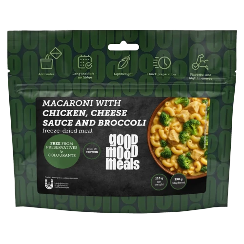 Przejdź do produktu Makaron z kurczakiem, serem i brokułami [Good Mood Meals] Żywność liofilizowana