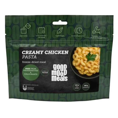 Przejdź do produktu Kremowy makaron z kurczakiem [Good Mood Meals] Żywność liofilizowana